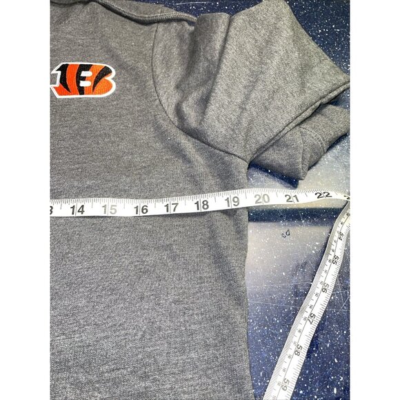NFL Cincinnati Bengals Sweatshirt Gray Patch Mock Neck Pouch Pocket Drawstring L - Picture 9 of 10
